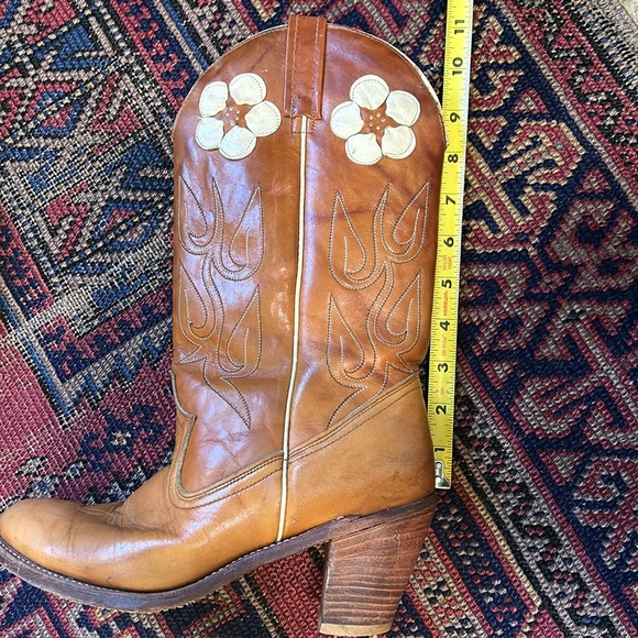 Vintage 70s RARE Acme floral and leaf Heeled Western mid calf boot sz 8.5 - Picture 12 of 16